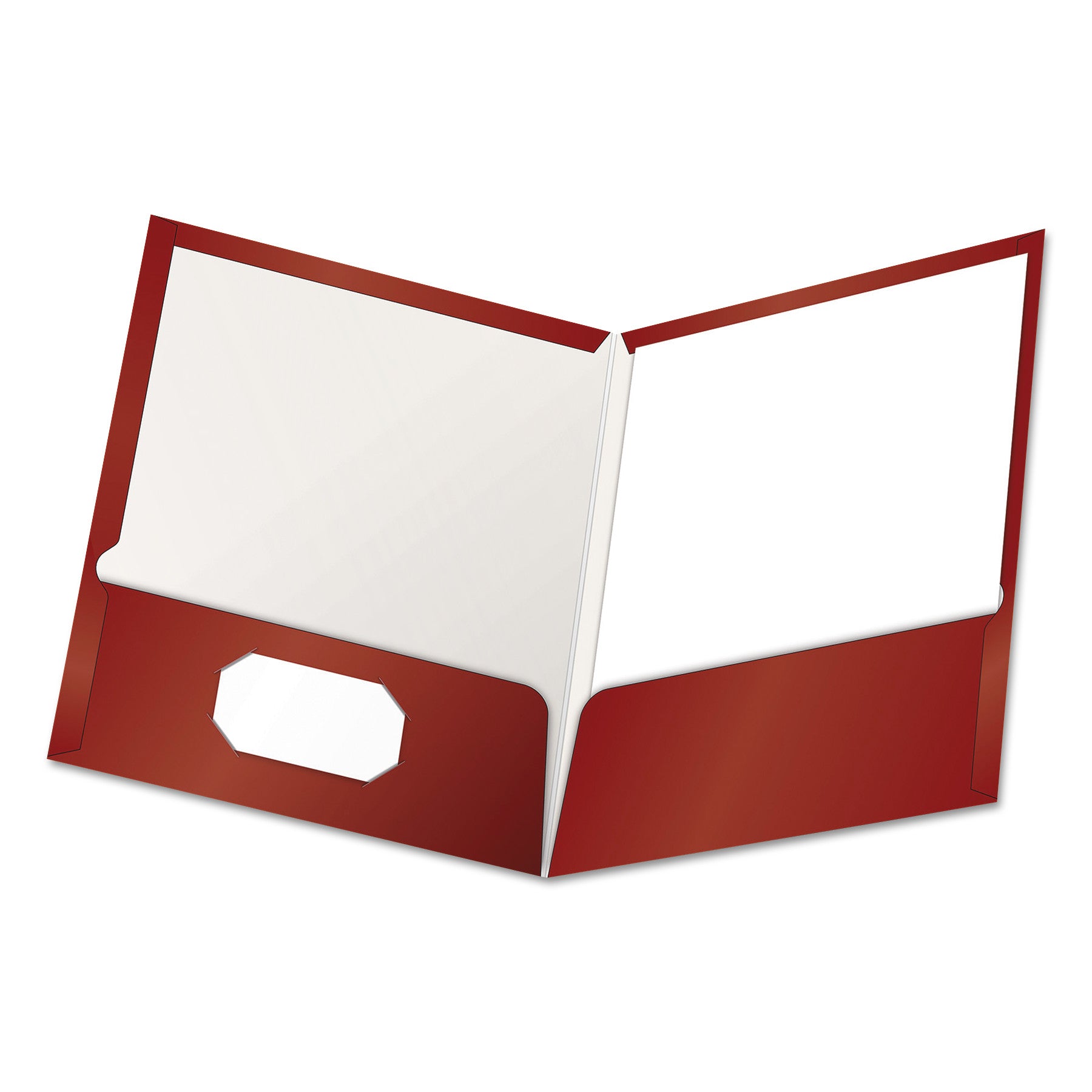 High Gloss Laminated Paperboard Folder, 100-Sheet Capacity, 11 x 8.5, Crimson, 25/Box -