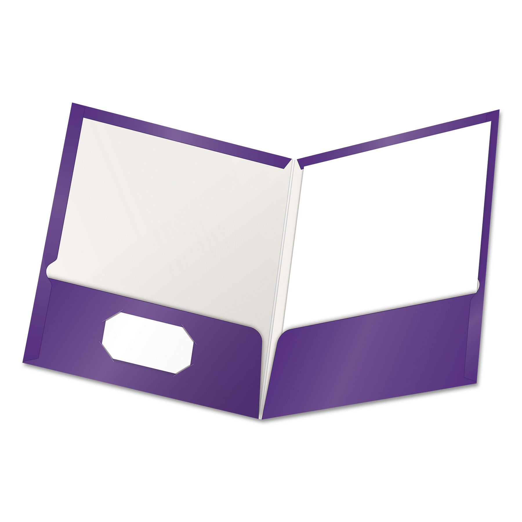 High Gloss Laminated Paperboard Folder, 100-Sheet Capacity, 11 x 8.5, Purple, 25/Box -