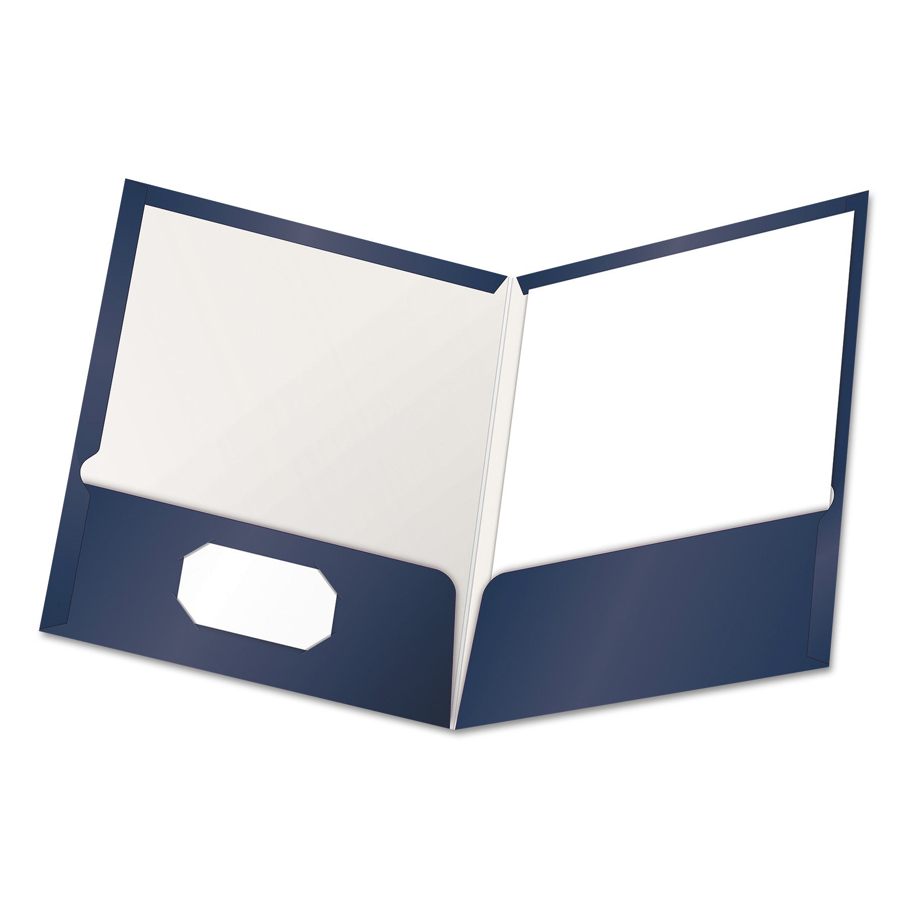 High Gloss Laminated Paperboard Folder, 100-Sheet Capacity, 11 x 8.5, Navy, 25/Box -