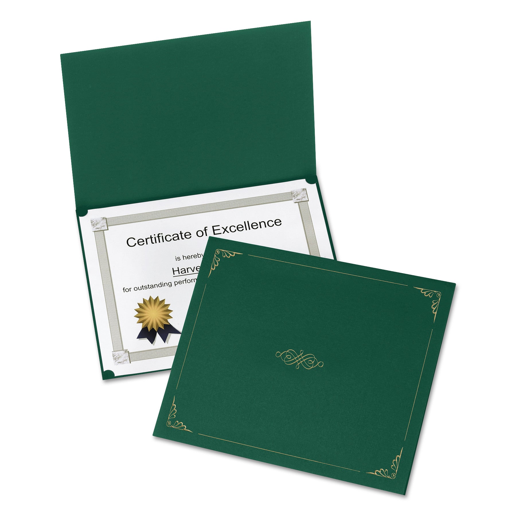 Certificate Holder, 11.25 x 8.75, Green, 5/Pack -