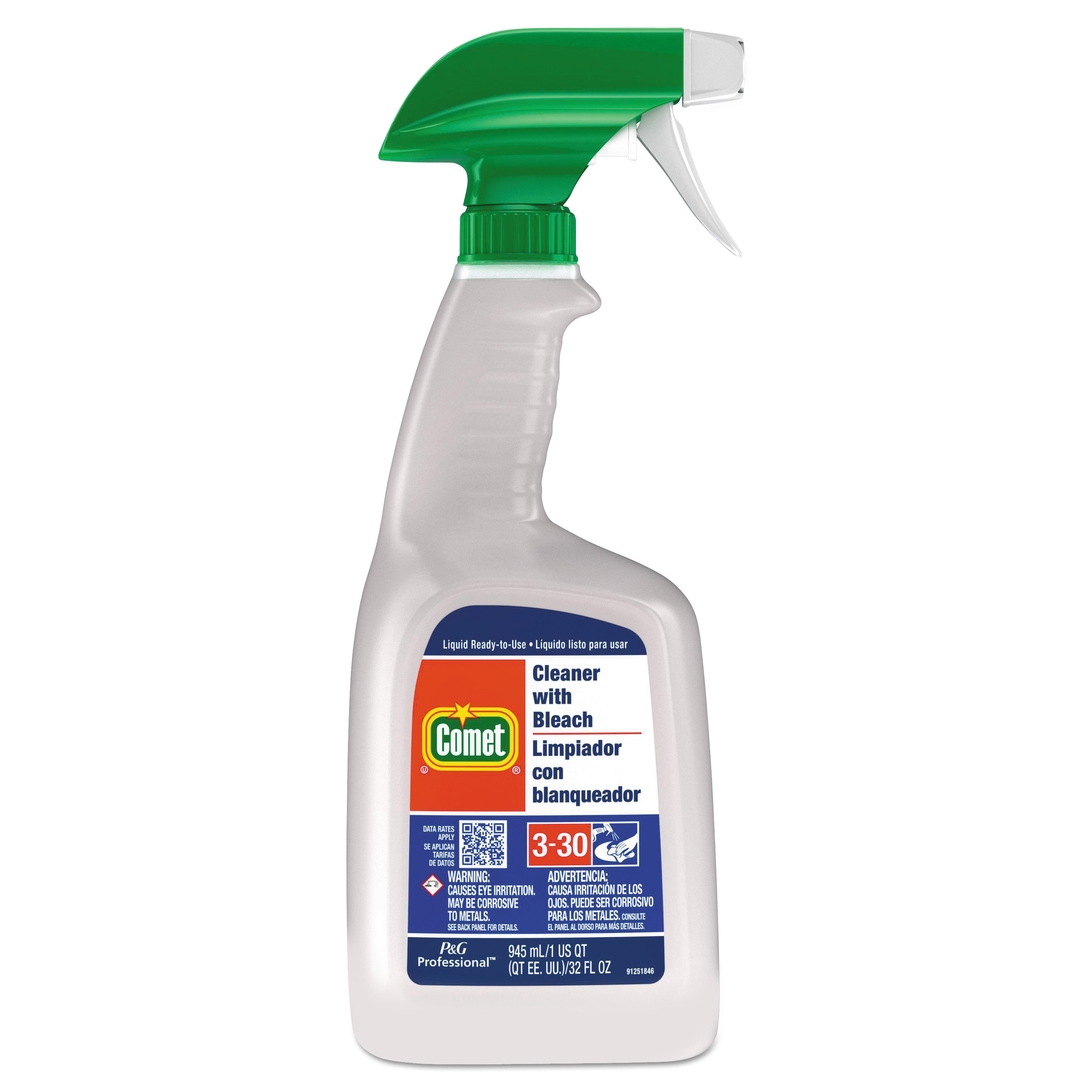 Cleaner with Bleach, 32 oz Spray Bottle, 8/Carton -