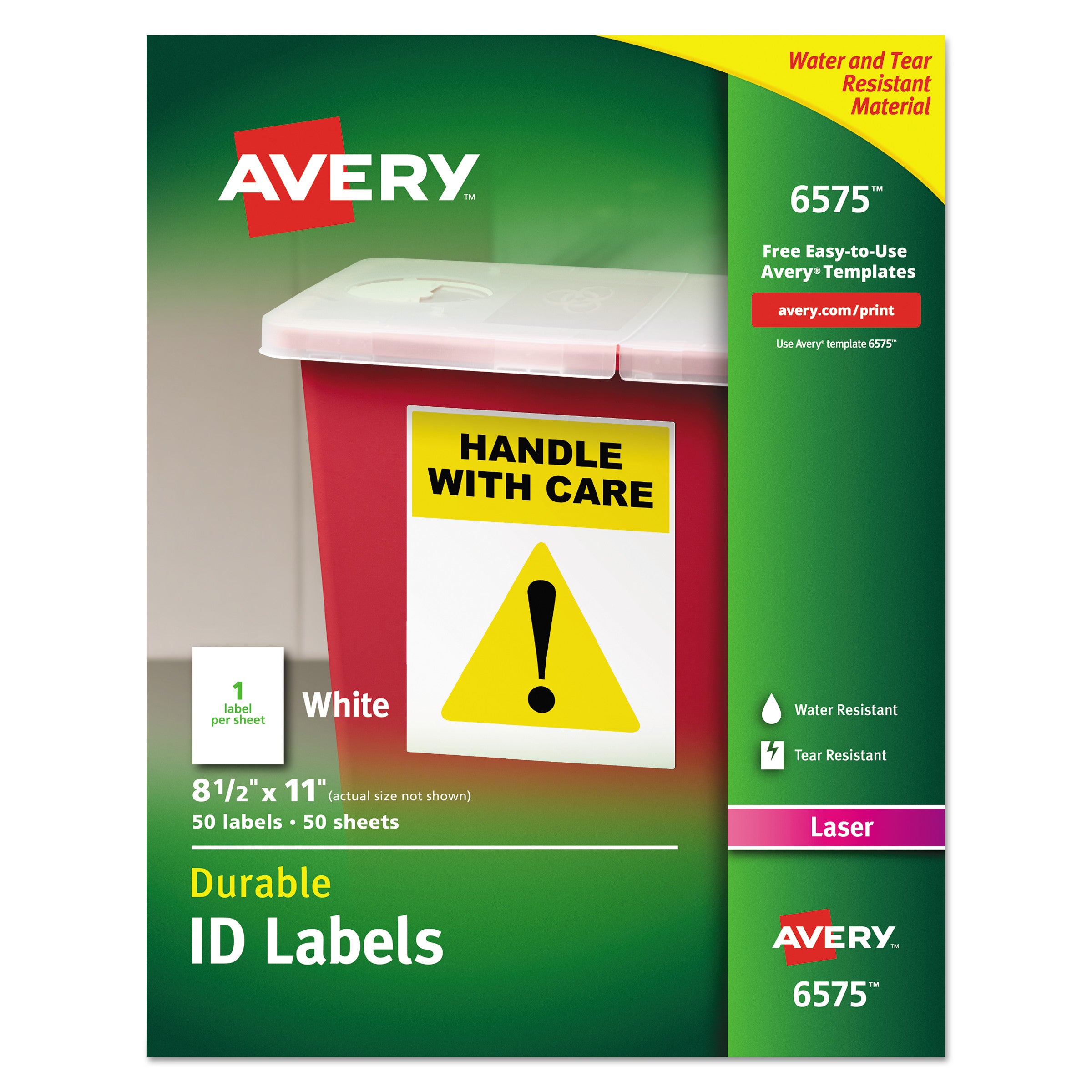 Durable Permanent ID Labels with TrueBlock Technology, Laser Printers, 8.5 x 11, White, 50/Pack -