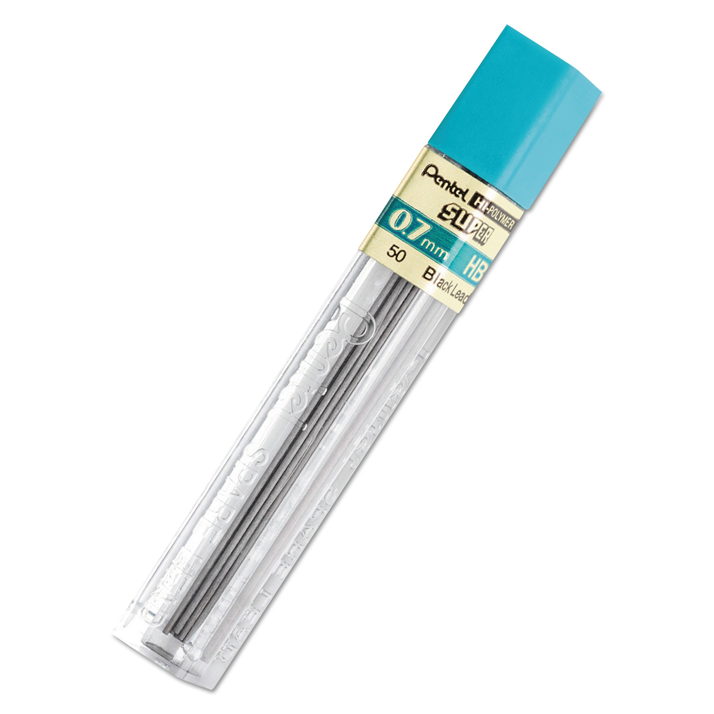 Super Hi-Polymer Lead Refills, 0.7 mm, HB, Black, 12/Tube -