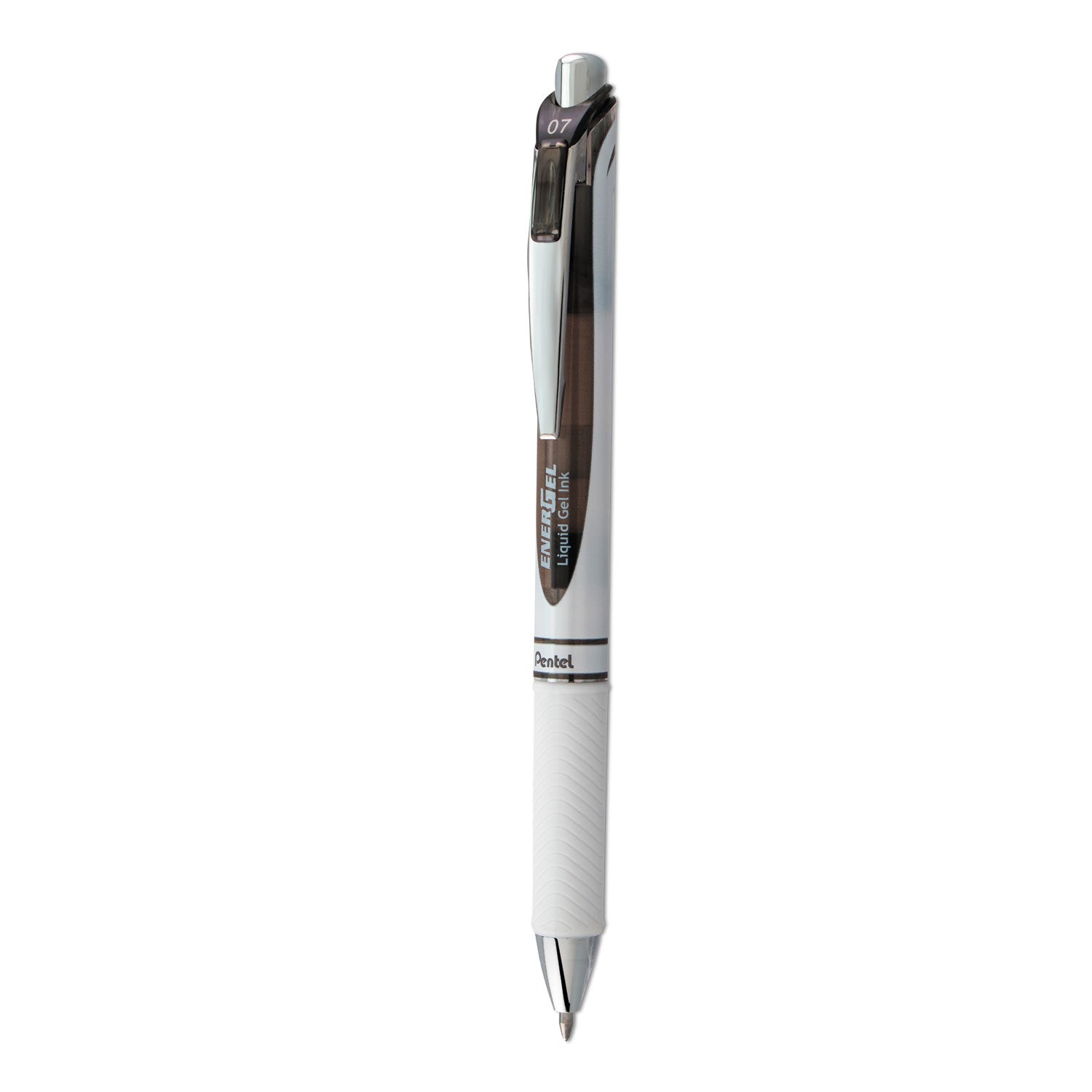 EnerGel RTX Gel Pen, Retractable, Medium 0.7 mm, Black Ink, Smoke/Gray Barrel -