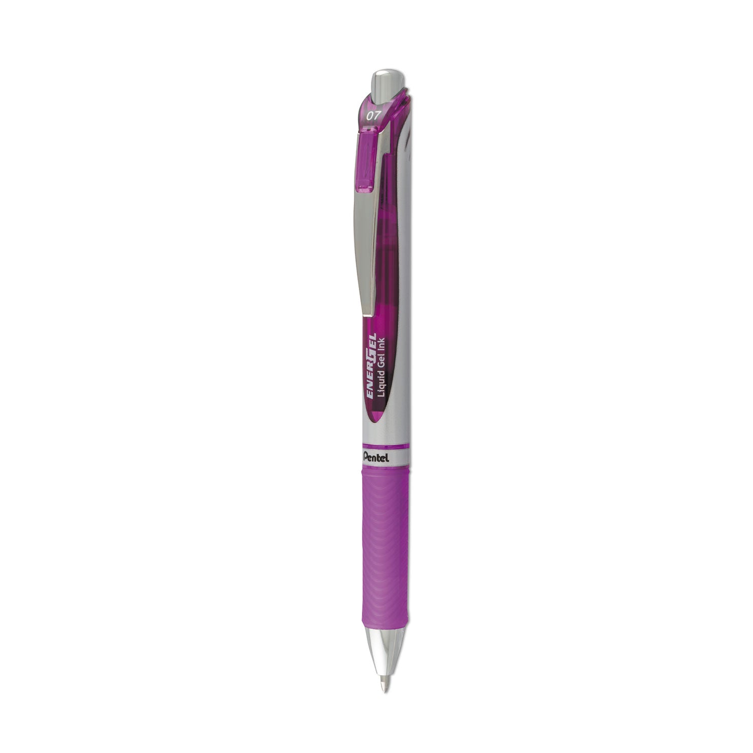 EnerGel RTX Gel Pen, Retractable, Medium 0.7 mm, Violet Ink, Violet/Gray Barrel -