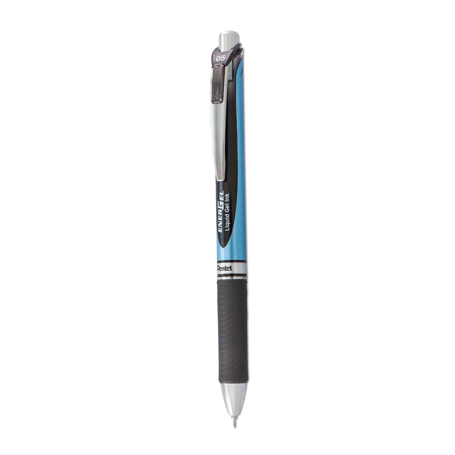 EnerGel RTX Gel Pen, Retractable, Fine 0.5 mm Needle Tip, Black Ink, Black/Blue Barrel -