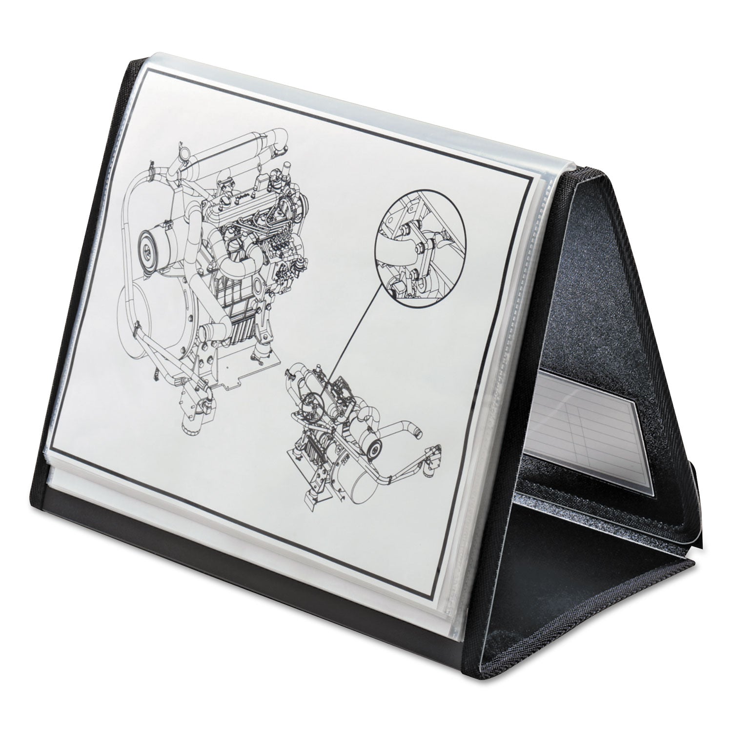 ShowFile Horizontal Display Easel, 20 Letter-Size Sleeves, Black -