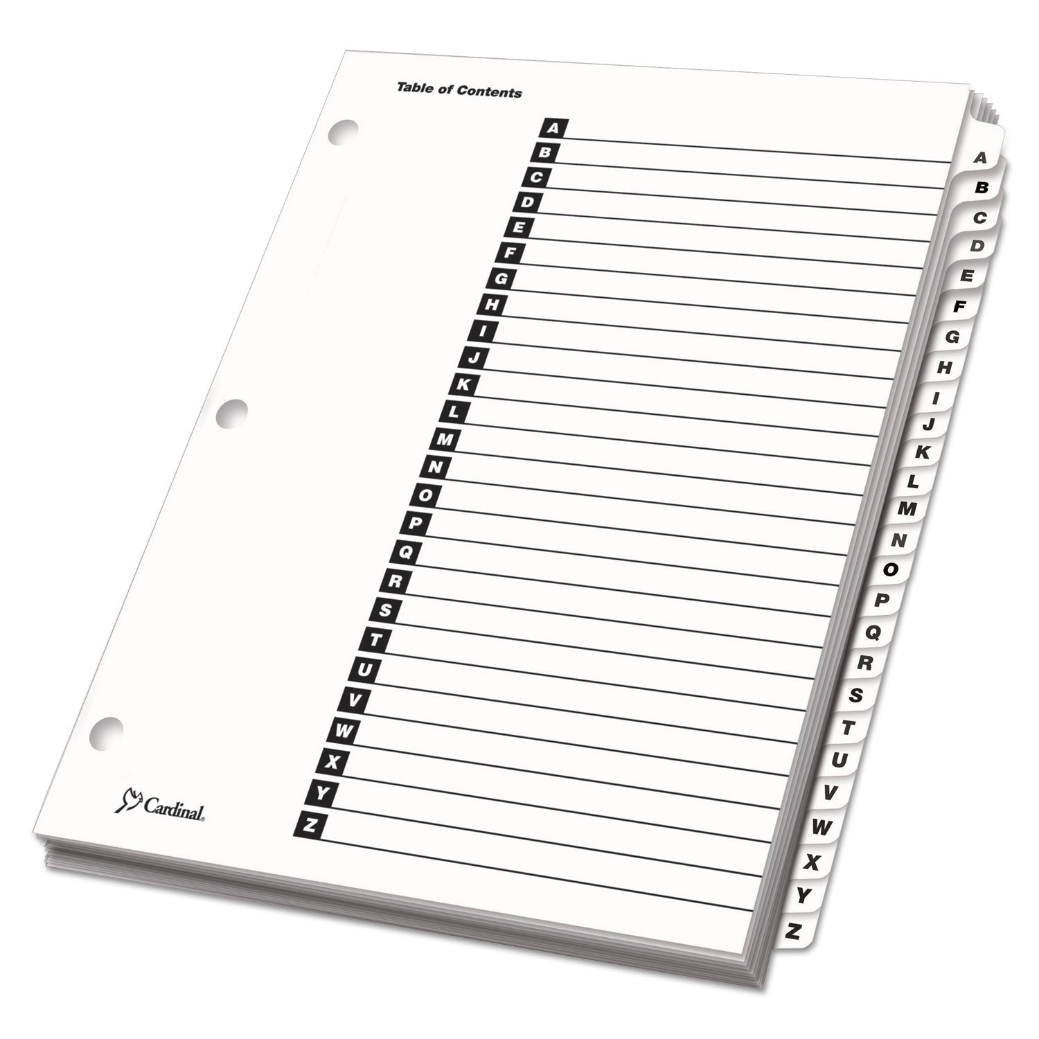 OneStep Printable Table of Contents and Dividers, 26-Tab, A to Z, 11 x 8.5, White, White Tabs, 1 Set -