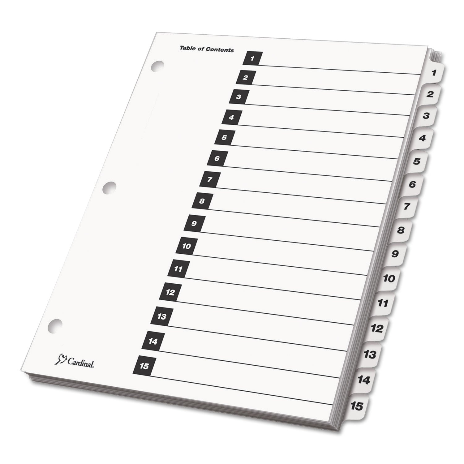 OneStep Printable Table of Contents and Dividers, 15-Tab, 1 to 15, 11 x 8.5, White, White Tabs, 1 Set -