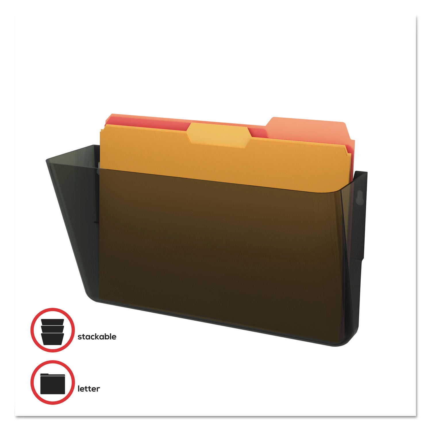 DocuPocket Stackable Wall Pocket, Letter Size, 13" x 4", Smoke -