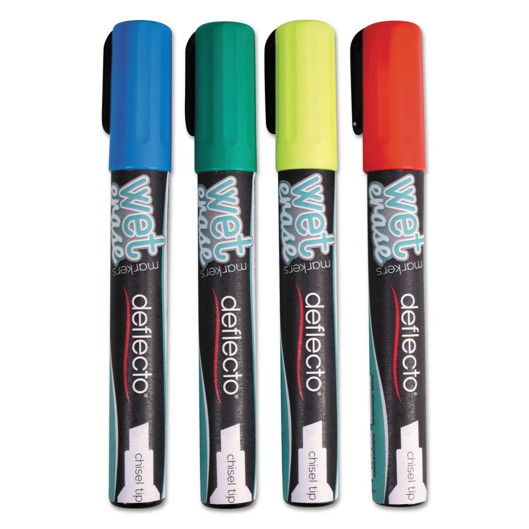 Wet Erase Markers, Medium Chisel Tip, Assorted Colors, 4/Pack -