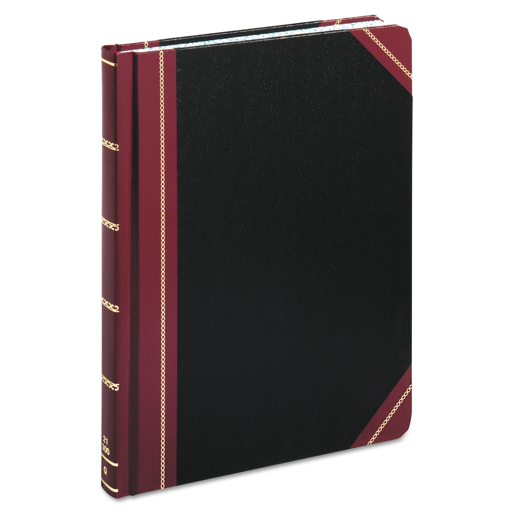 Extra-Durable Bound Book, Single-Page Record-Rule Format, Black/Maroon/Gold Cover, 10.13 x 7.78 Sheets, 300 Sheets/Book -
