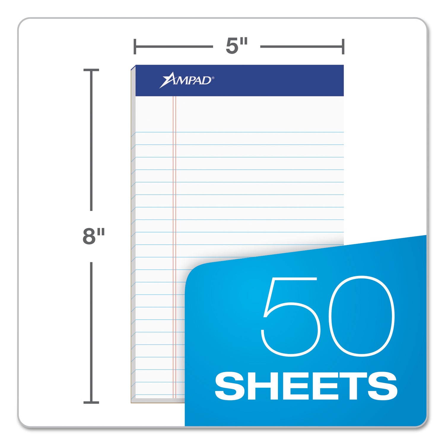 Recycled Writing Pads, Narrow Rule, Politex Green Kelsu Headband, 50 White 5 x 8 Sheets, Dozen -