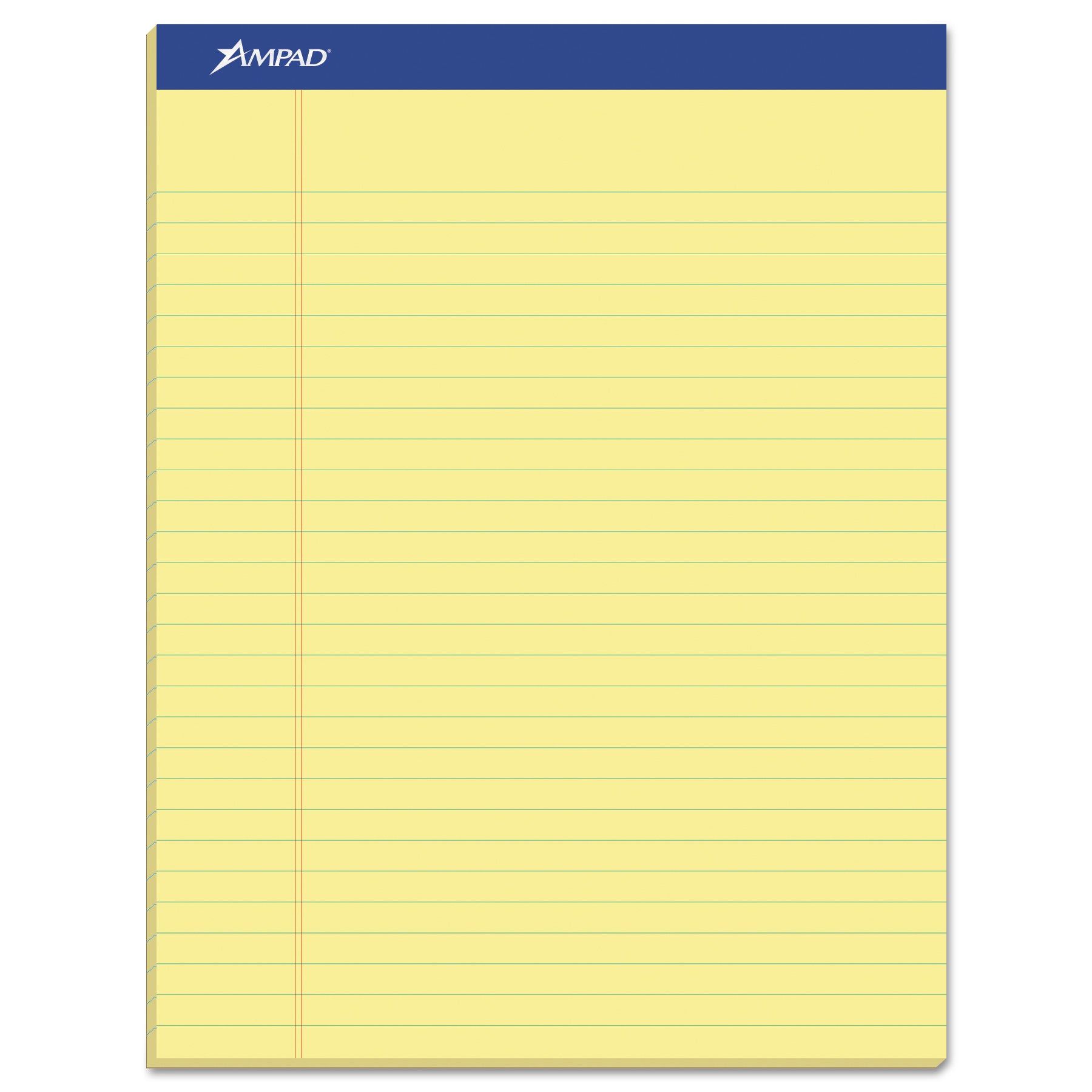 Perforated Writing Pads, Wide/Legal Rule, 50 Canary-Yellow 8.5 x 11.75 Sheets, Dozen -