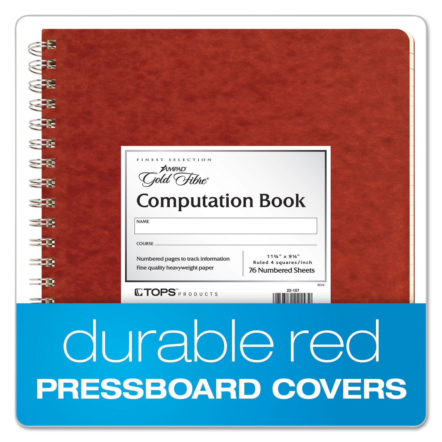 Computation Book, Quadrille Rule (4 sq/in), Brown Cover, (76) 11.75 x 9.25 Sheets -
