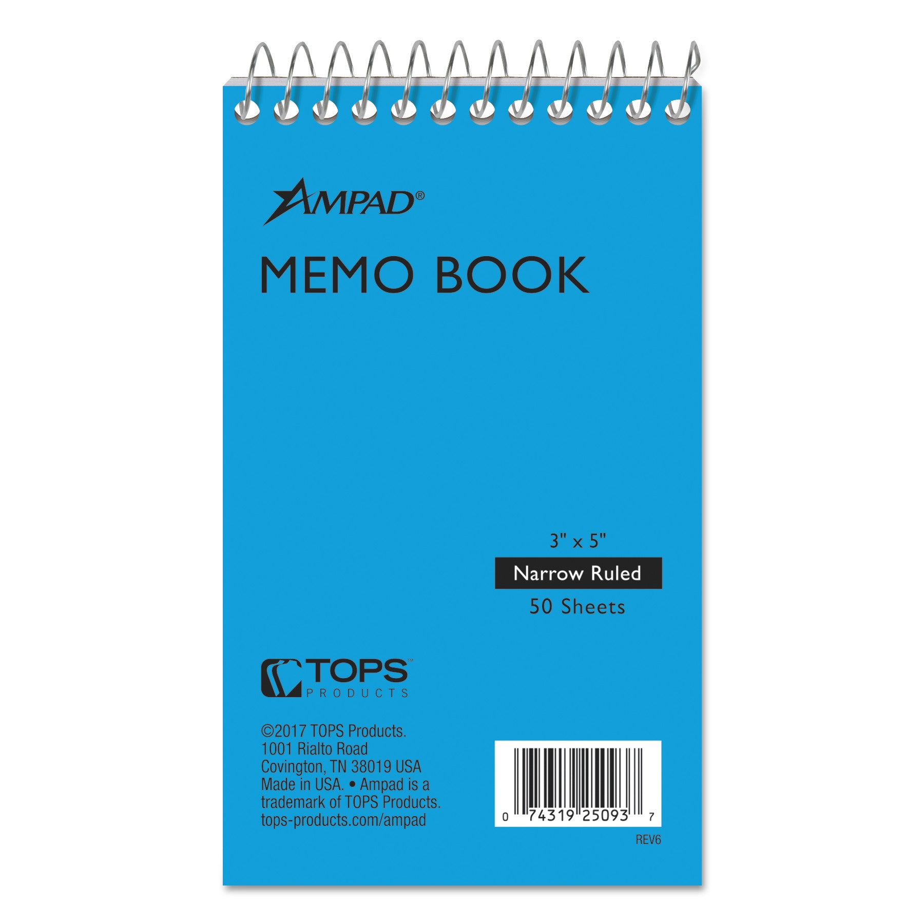 Memo Pads, Narrow Rule, Randomly Assorted Cover Colors, 50 White 3 x 5 Sheets -