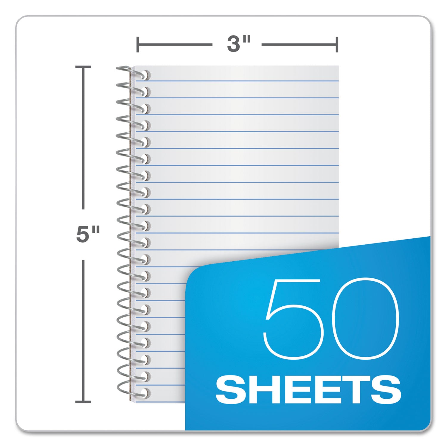 Memo Books, Narrow Rule, Randomly Assorted Cover Color, (50) 5 x 3 Sheets -