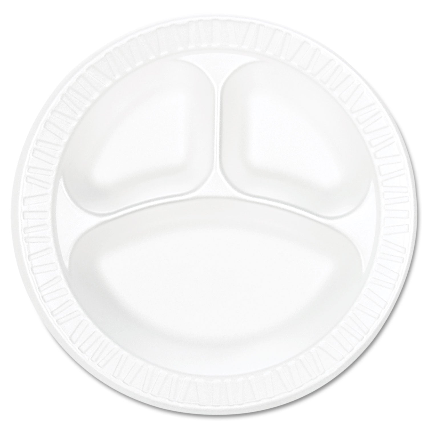 Concorde Foam Plate, 3-Compartment, 10.25" dia, White, 125/Pack, 4 Packs/Carton -