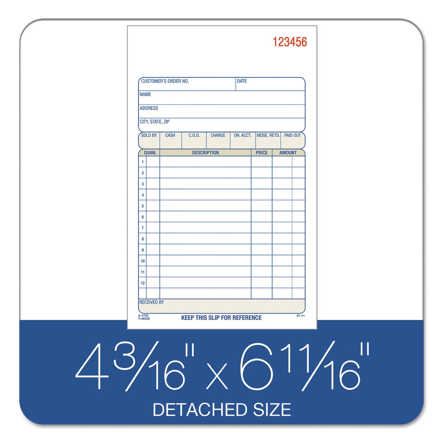 2-Part Sales Book, 12 Lines, Two-Part Carbon, 6.69 x 4.19, 50 Forms Total -