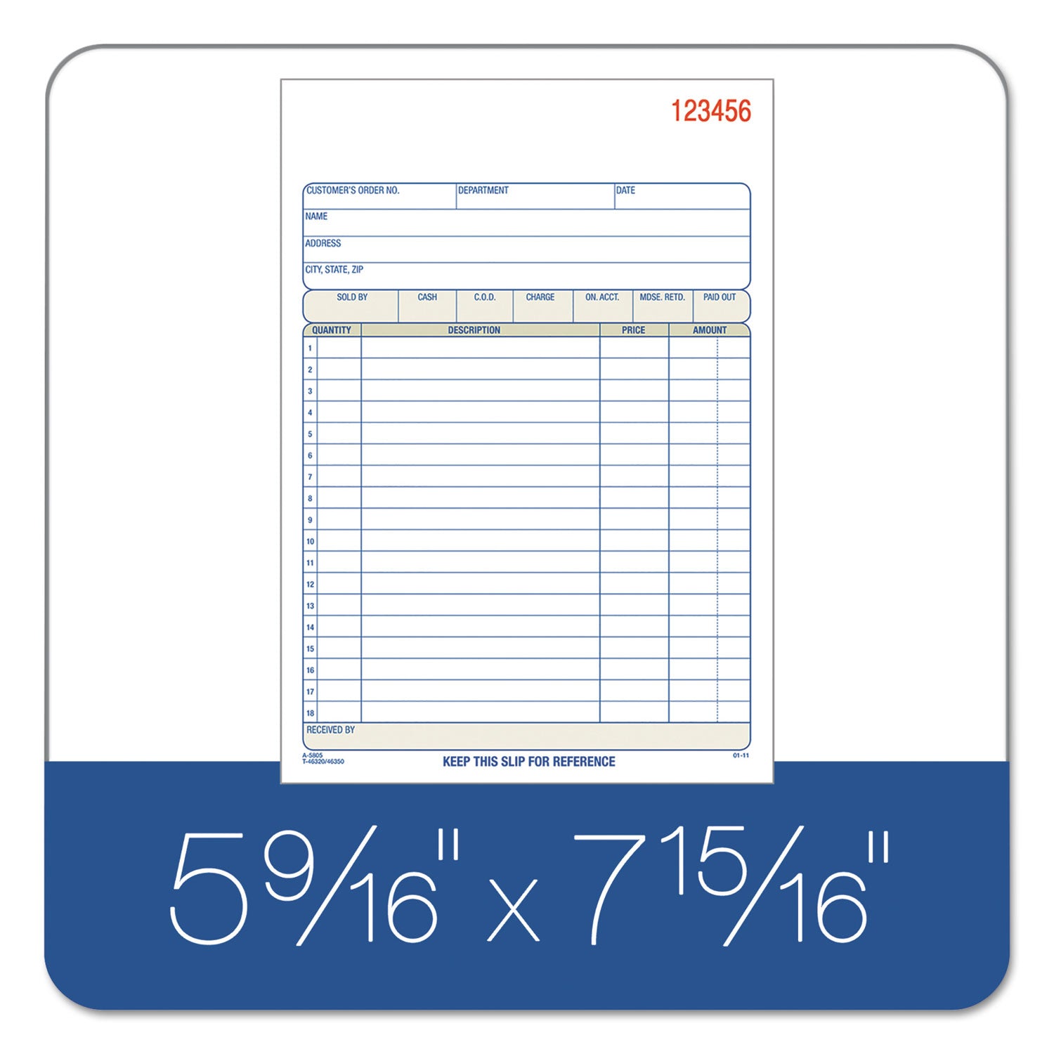 2-Part Sales Book, 18 Lines, Two-Part Carbon, 7.94 x 5.56, 50 Forms Total -