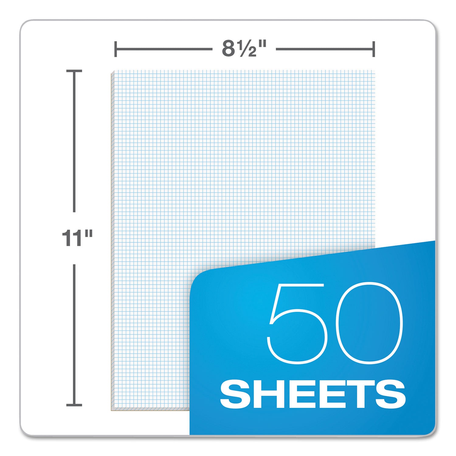 Quadrille Pads, Quadrille Rule (8 sq/in), 50 White 8.5 x 11 Sheets -