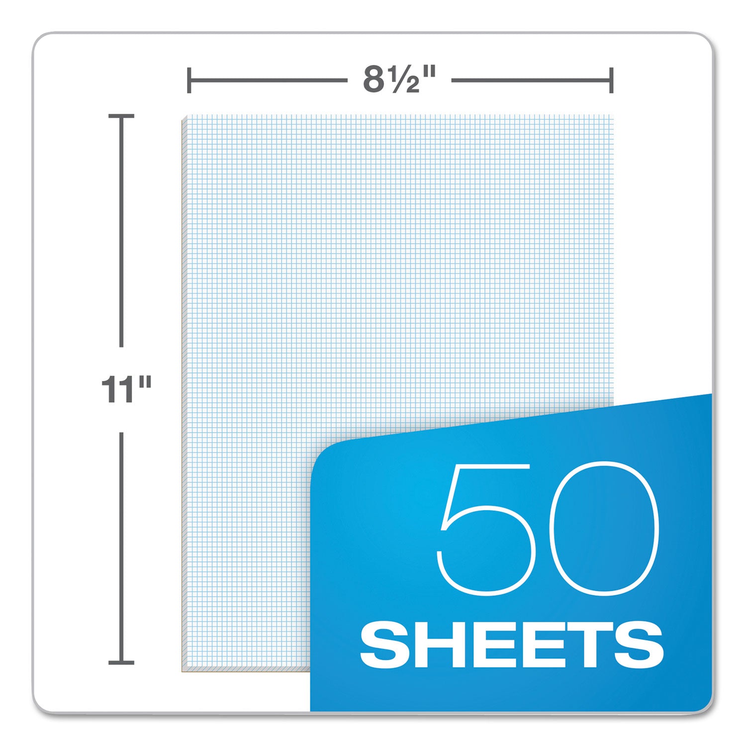 Quadrille Pads, Quadrille Rule (10 sq/in), 50 White 8.5 x 11 Sheets -
