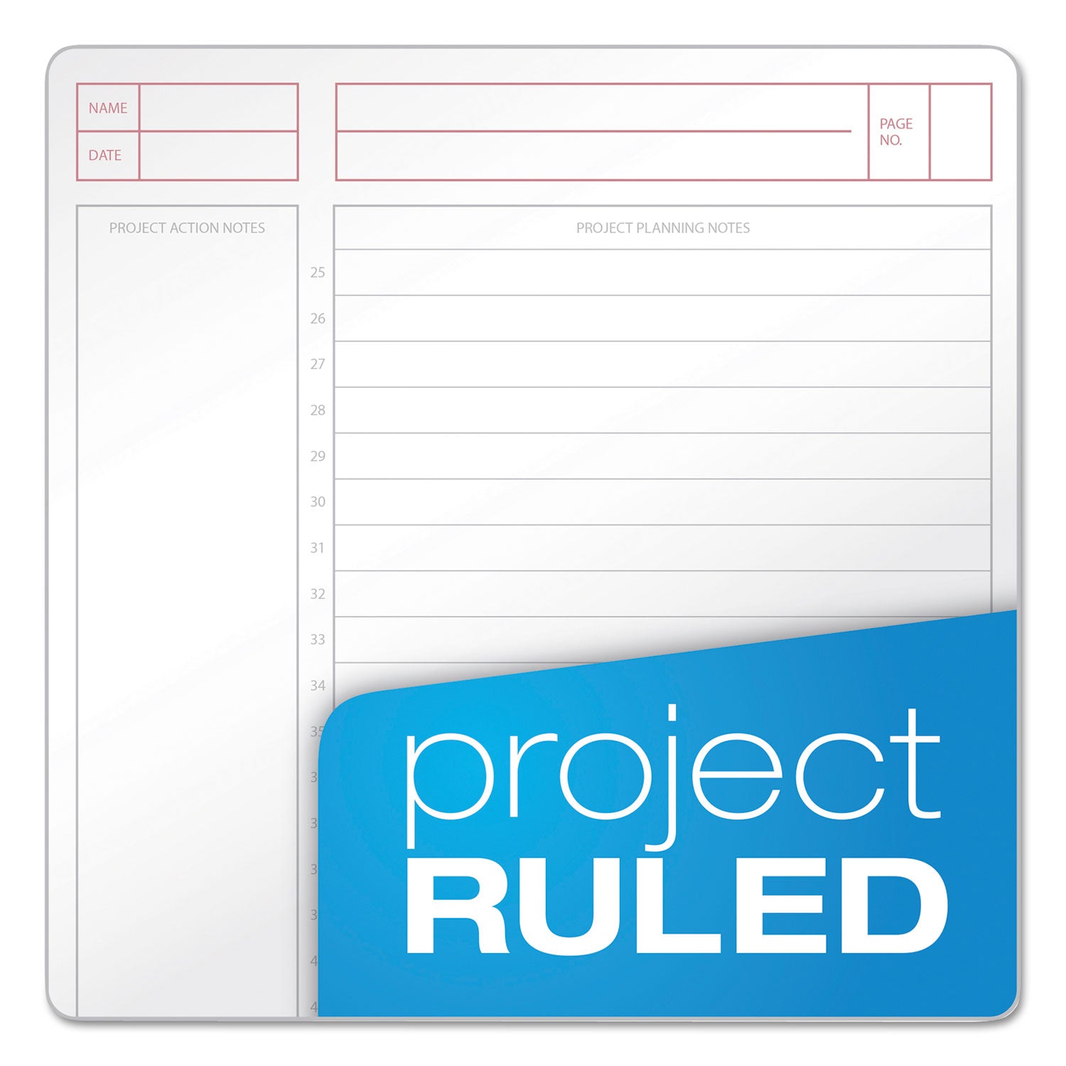 JEN Action Planner, 1-Subject, Narrow Rule, Black Cover, (100) 8.5 x 6.75 Sheets -