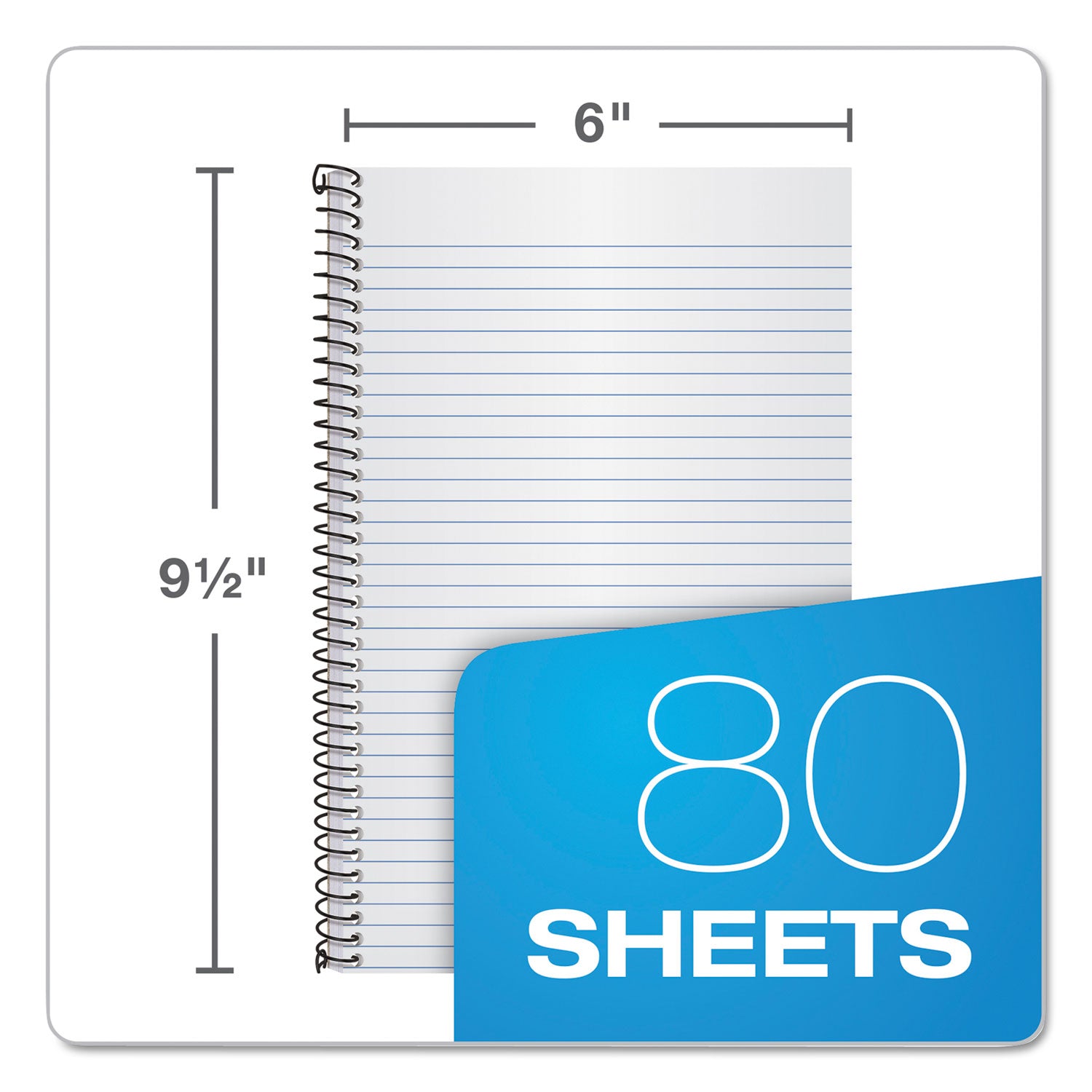 Second Nature Single Subject Wirebound Notebooks, Medium/College Rule, Light Blue Cover, (80) 9.5 x 6 Sheets -