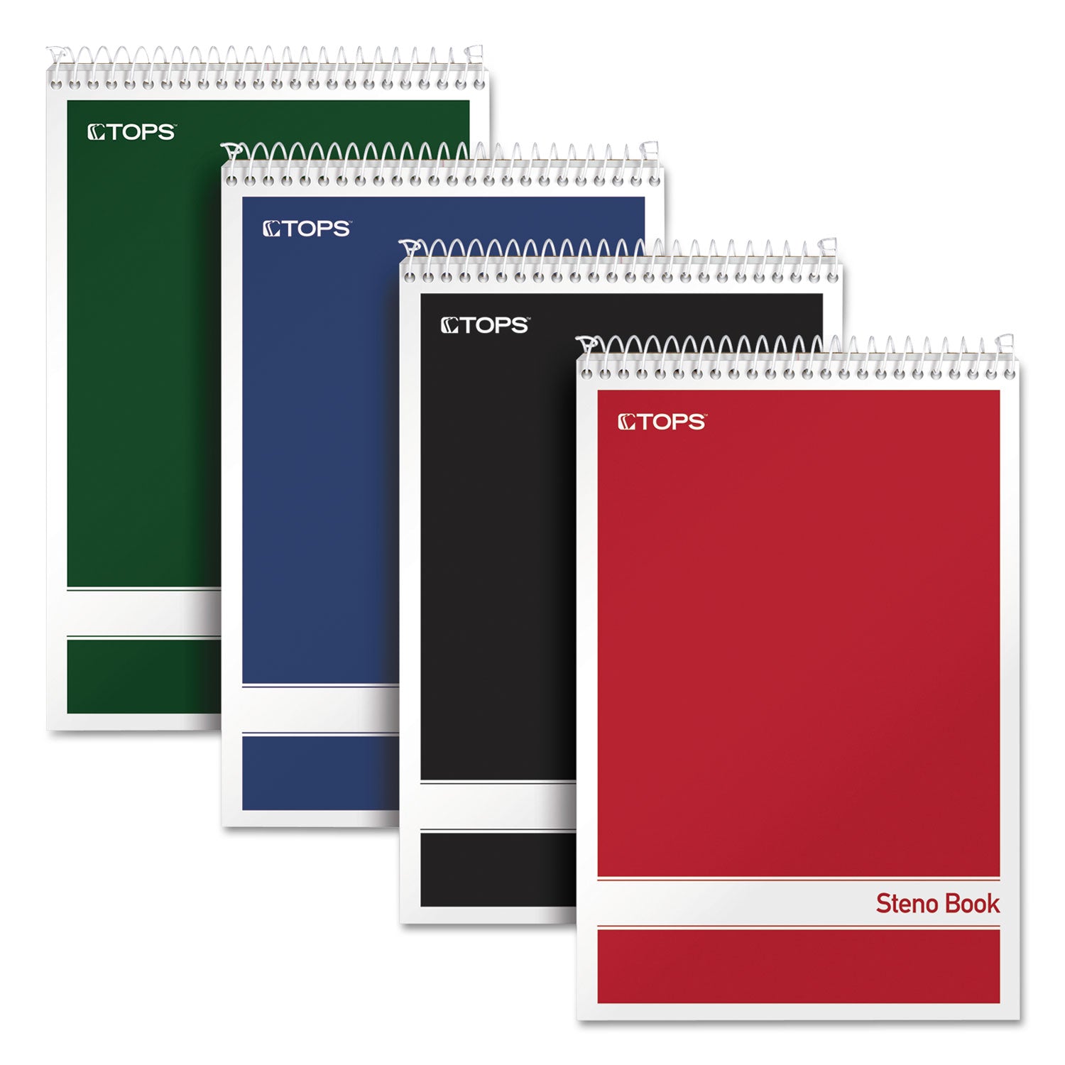 Steno Pad, Gregg Rule, Assorted Cover Colors, 80 White 6 x 9 Sheets, 4/Pack -