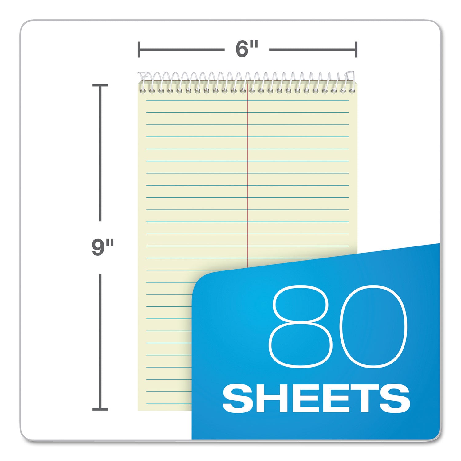 Steno Pad, Gregg Rule, Assorted Cover Colors, 80 Green-Tint 6 x 9 Sheets, 4/Pack -