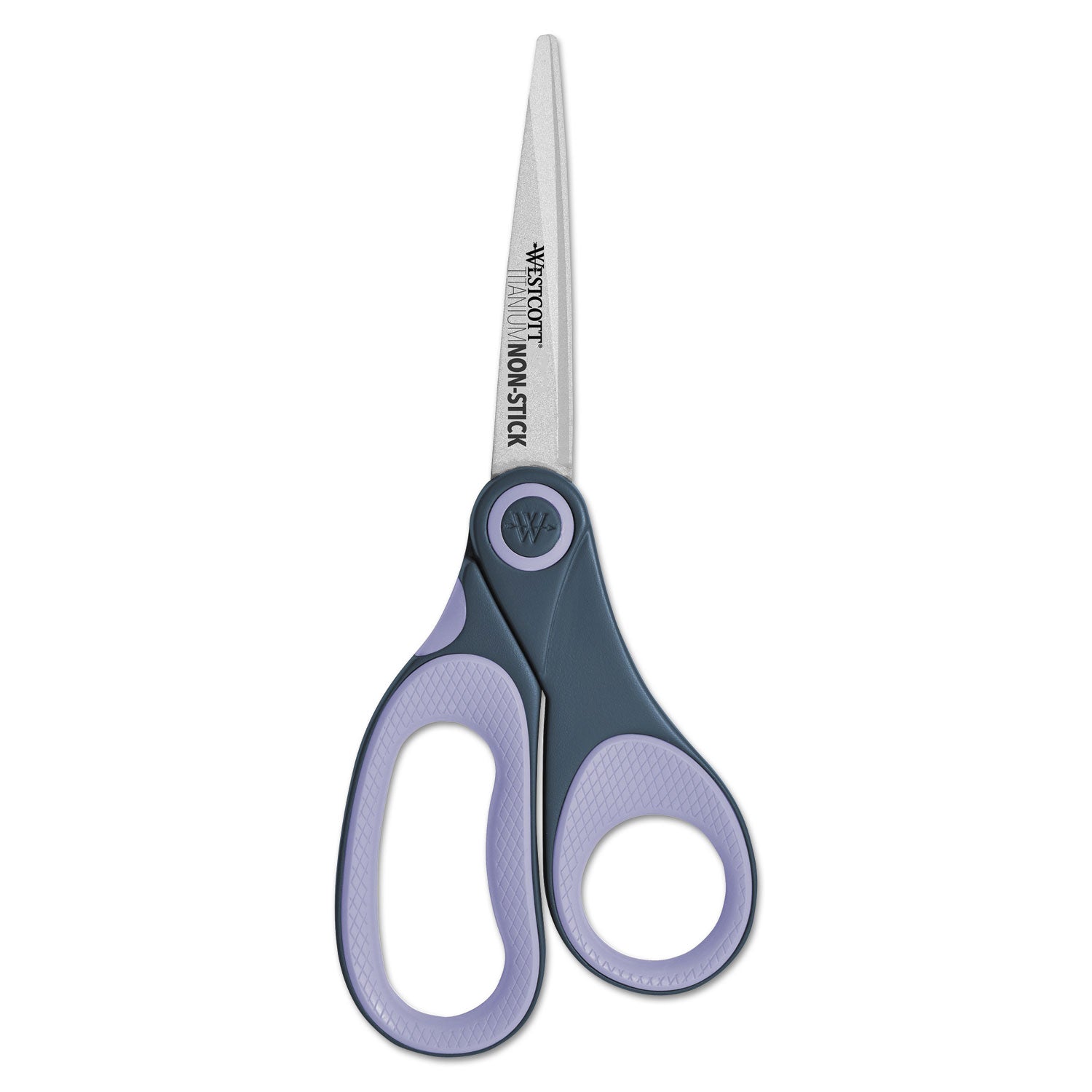 Non-Stick Titanium Bonded Scissors, 8" Long, 3.25" Cut Length, Gray/Purple Straight Handle -