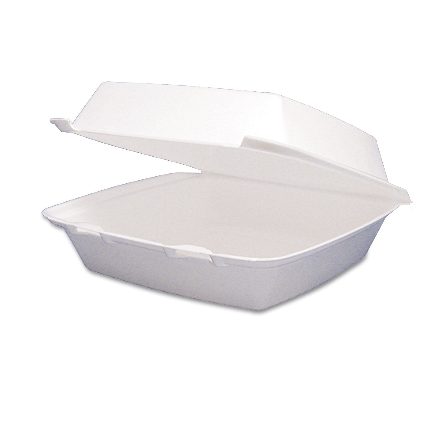 Foam Hinged Lid Containers, 1-Compartment, 8.38" x 7.78" x 3.25", White, 200/Carton -