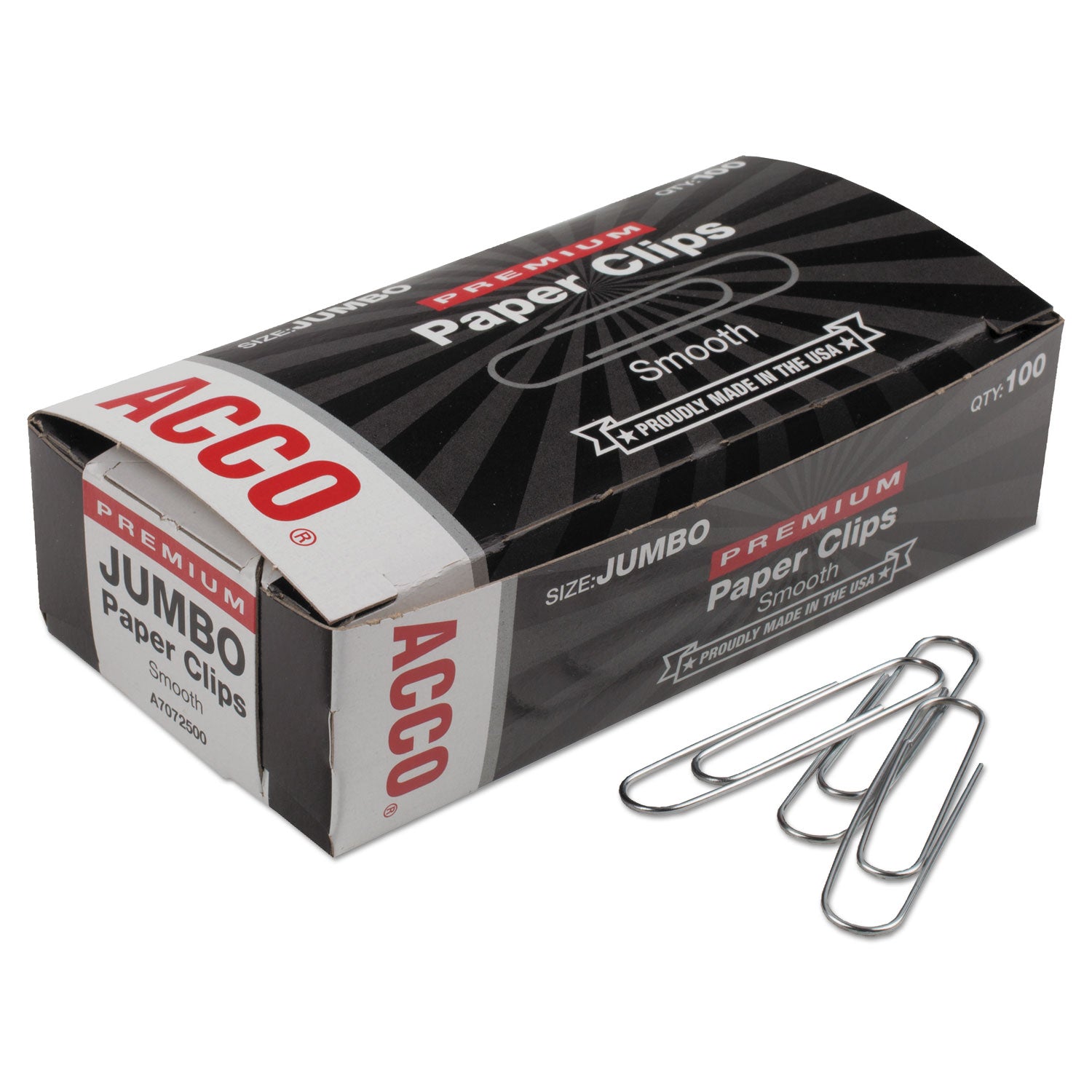 premium-heavy-gauge-wire-paper-clips-jumbo-smooth-silver-100-clips-box-10-boxes-pack_acc72500 - 1
