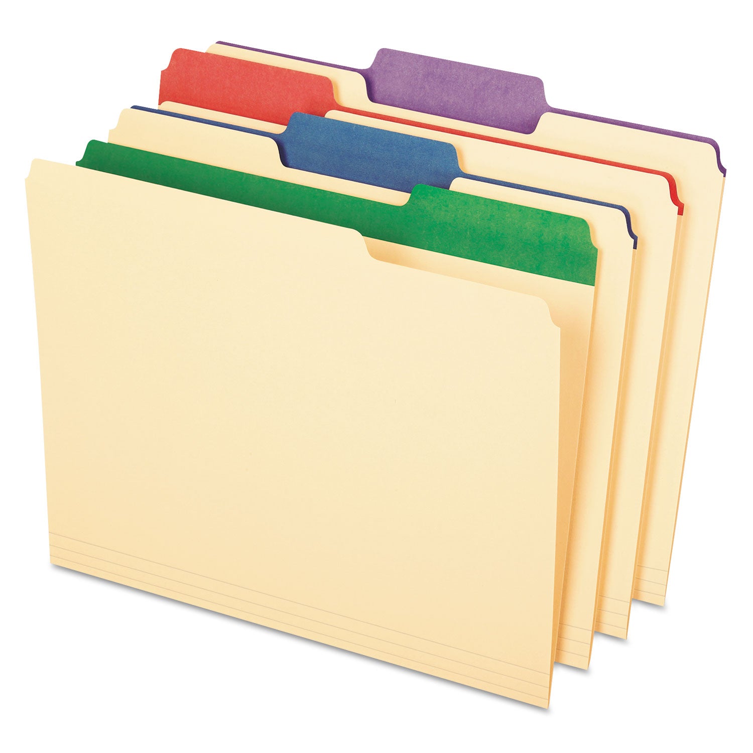 Color Tab File Folders, 1/3-Cut Tabs: Assorted, Letter Size, 0.75" Expansion, Manila, 50/Box -