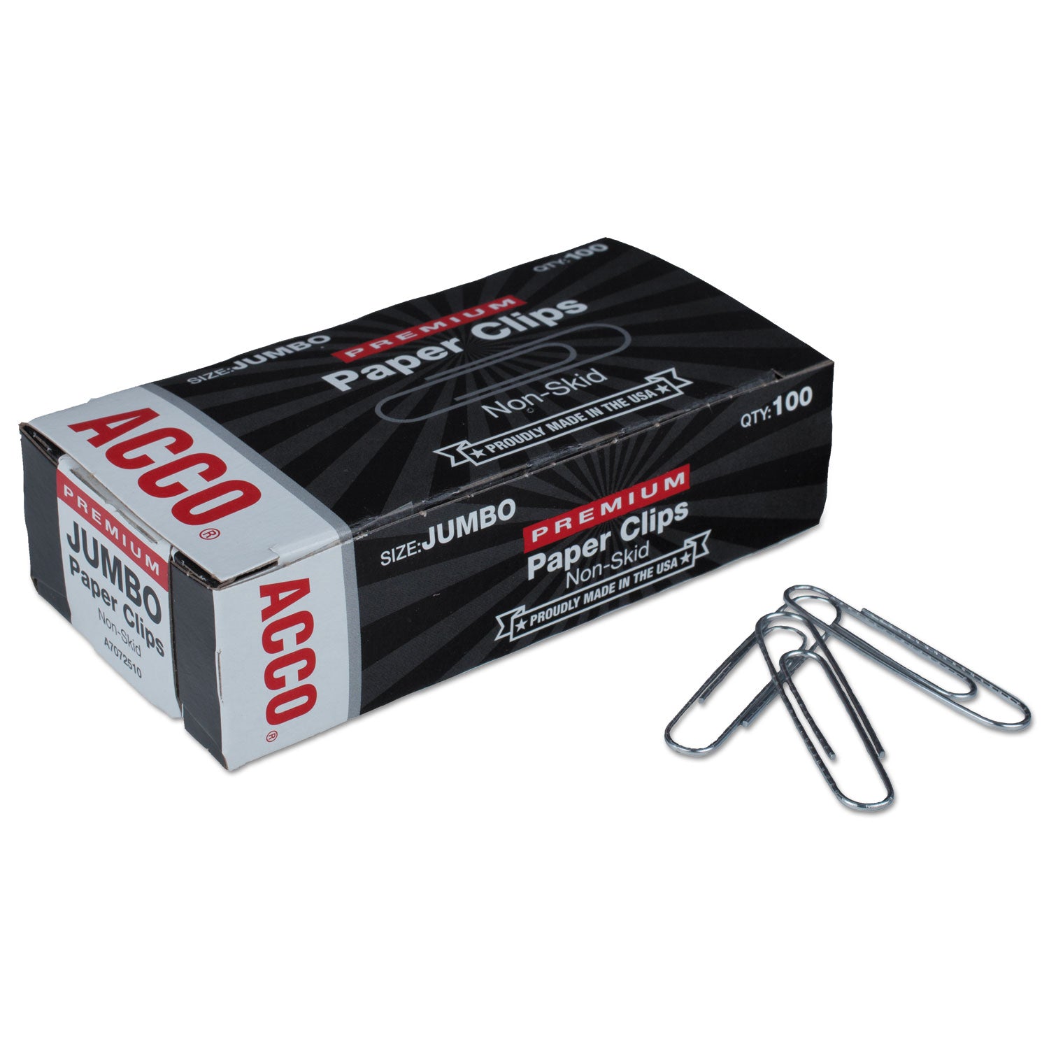 premium-heavy-gauge-wire-paper-clips-jumbo-nonskid-silver-100-clips-box-10-boxes-pack_acc72510 - 1
