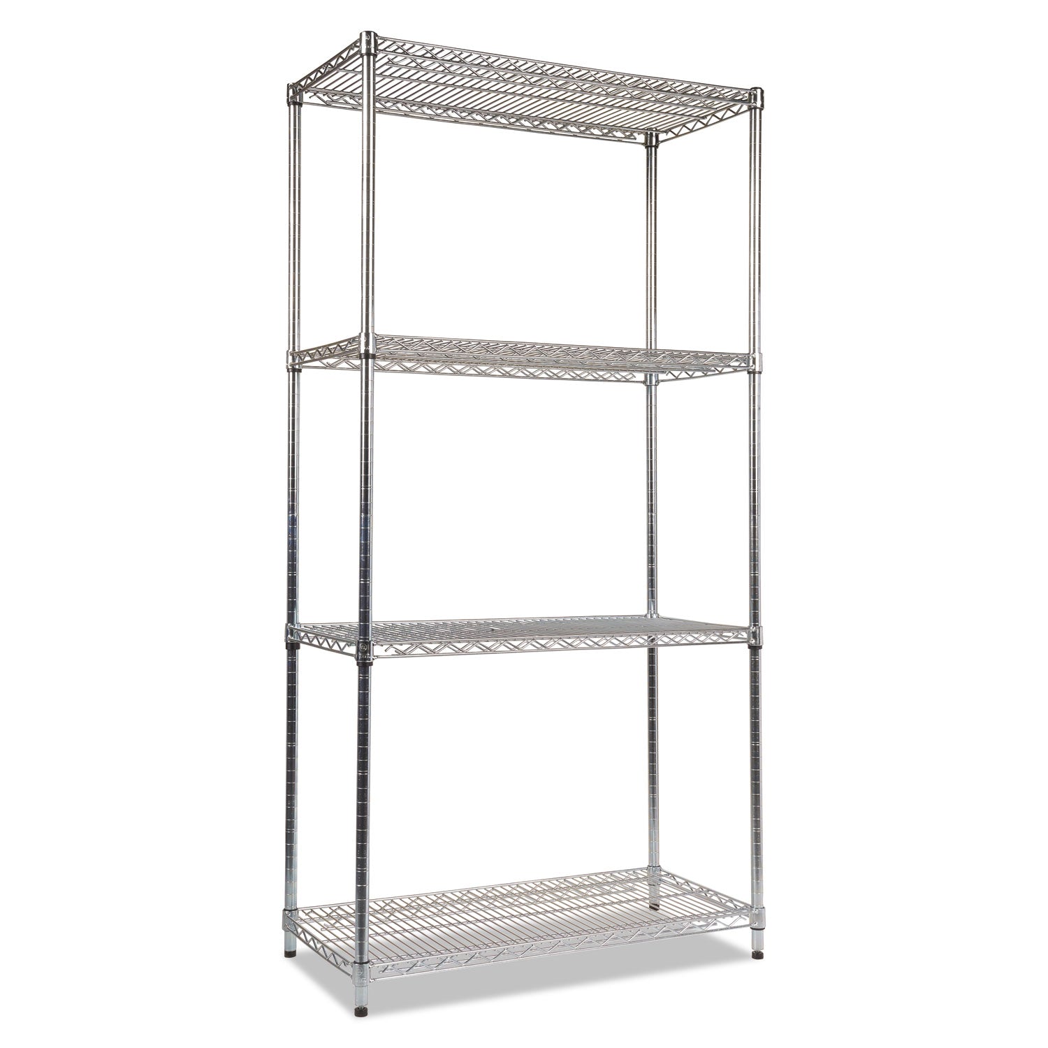 NSF Certified Industrial Four-Shelf Wire Shelving Kit, 36w x 18d x 72h, Silver -
