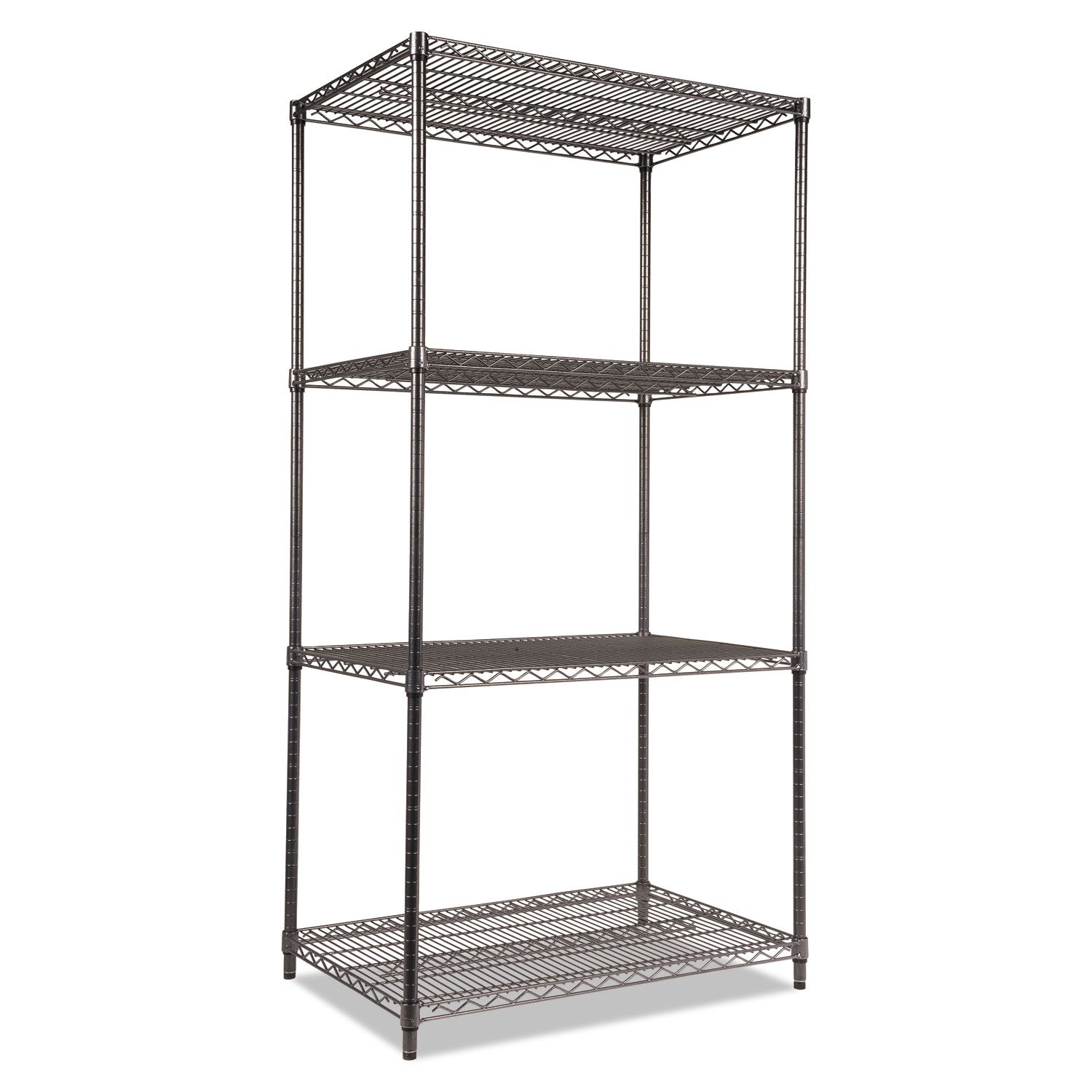 Wire Shelving Starter Kit, Four-Shelf, 36w x 24d x 72h, Black Anthracite -