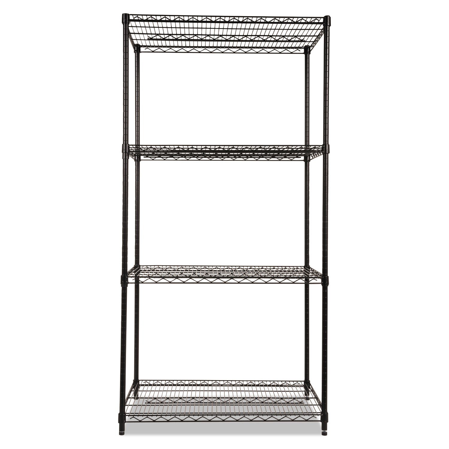 NSF Certified Industrial Four-Shelf Wire Shelving Kit, 36w x 24d x 72h, Black -