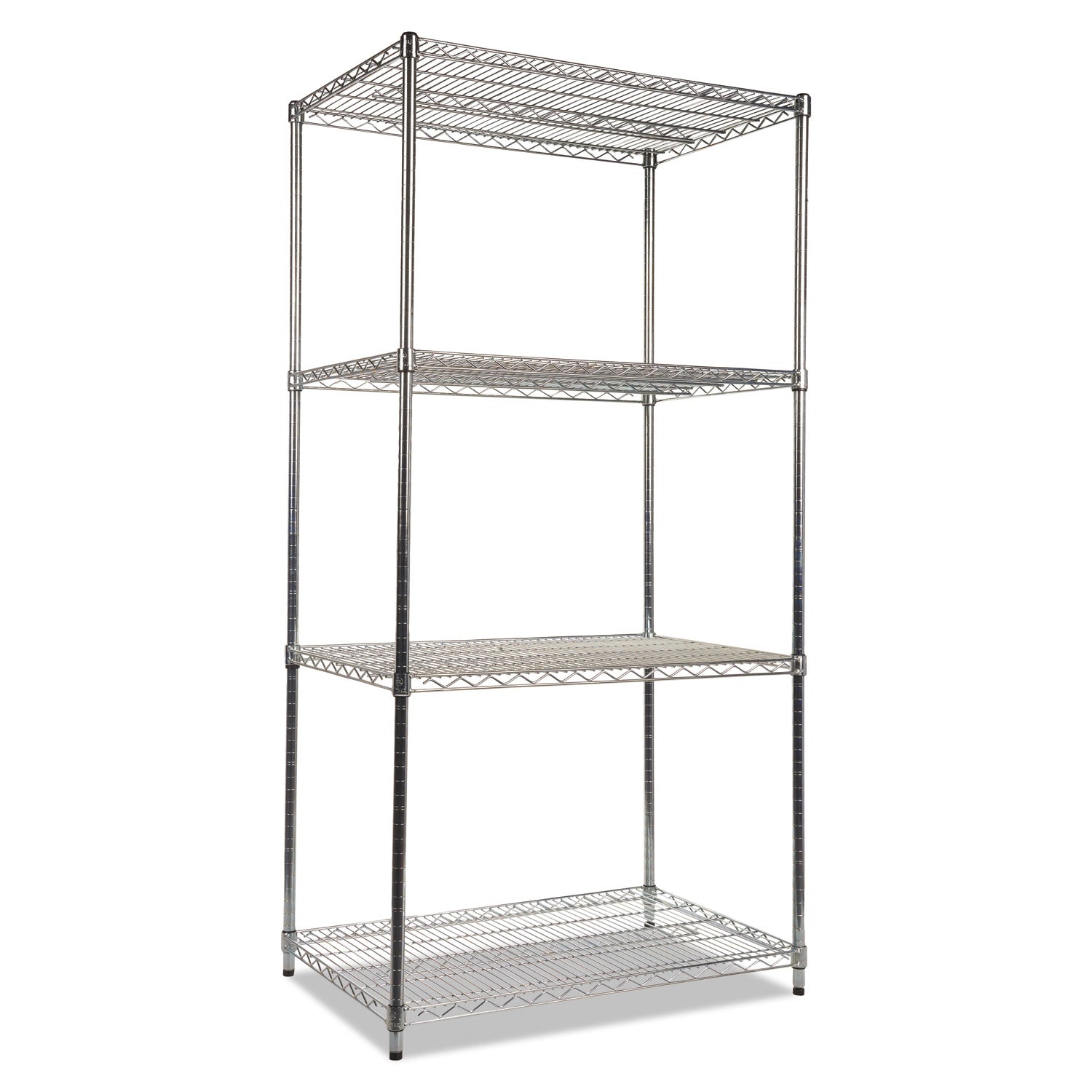NSF Certified Industrial Four-Shelf Wire Shelving Kit, 36w x 24d x 72h, Silver -