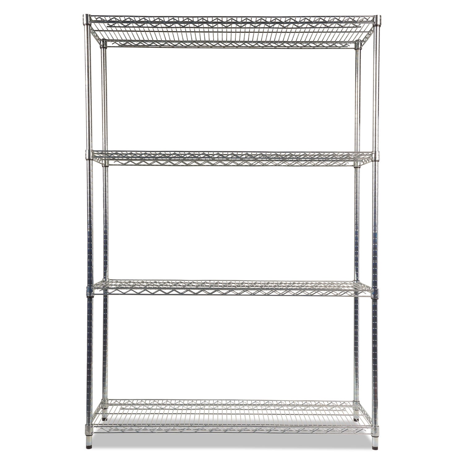 NSF Certified Industrial Four-Shelf Wire Shelving Kit, 48w x 18d x 72h, Silver -