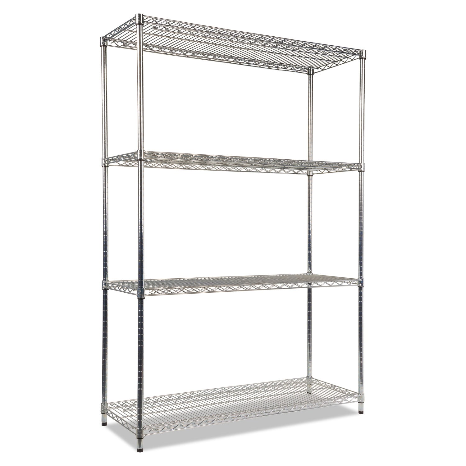 NSF Certified Industrial Four-Shelf Wire Shelving Kit, 48w x 18d x 72h, Silver -