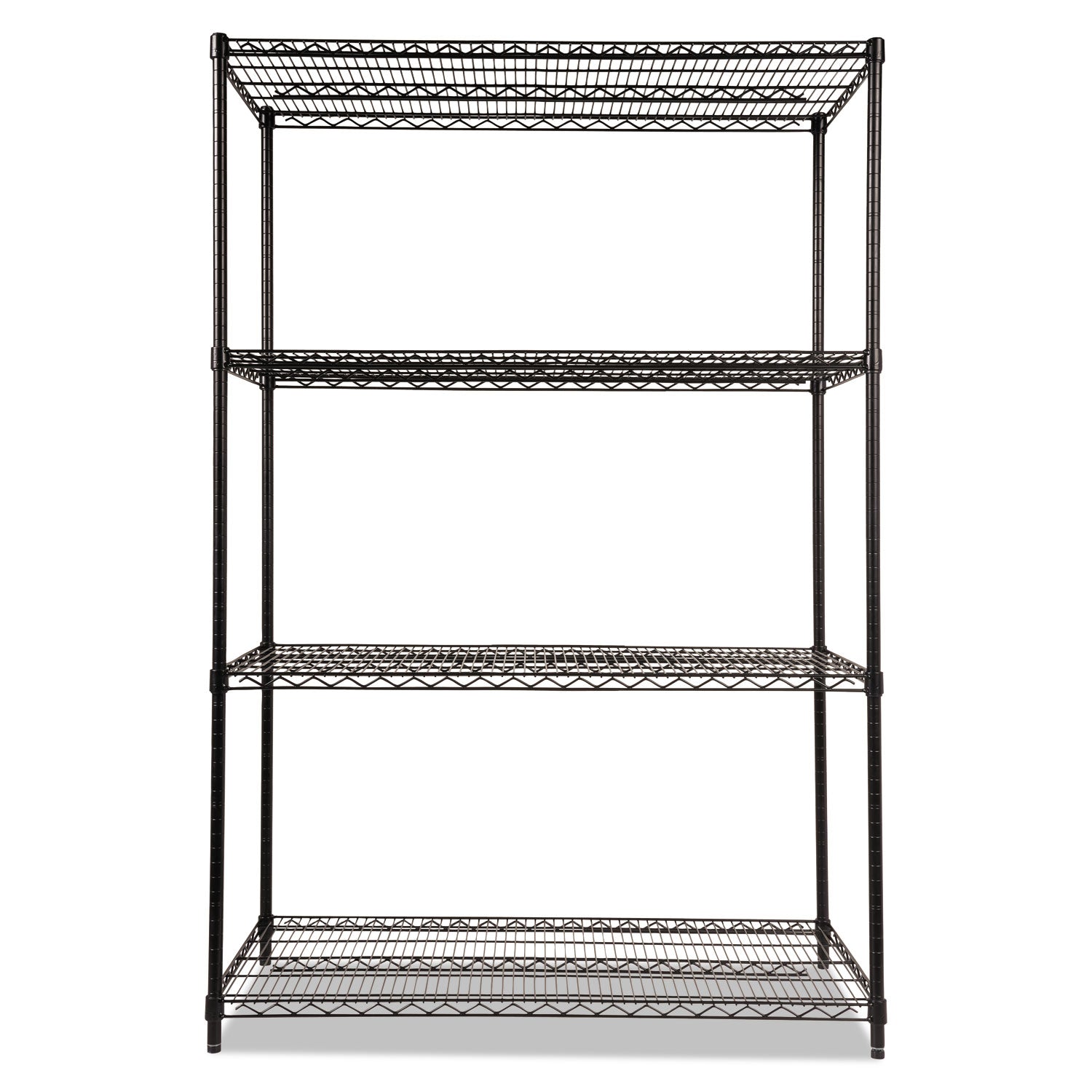 NSF Certified Industrial Four-Shelf Wire Shelving Kit, 48w x 24d x 72h, Black -