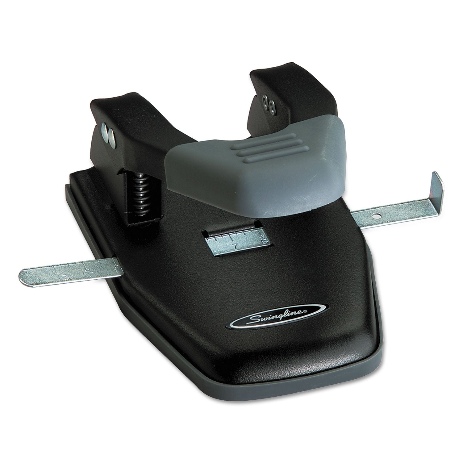 28-Sheet Comfort Handle Steel Two-Hole Punch, 1/4" Holes, Black/Gray -