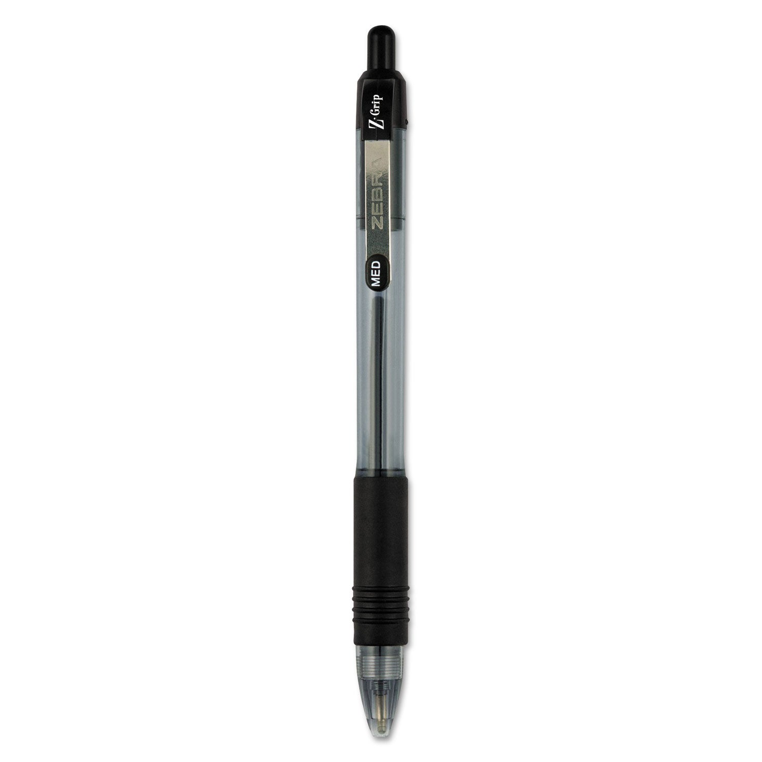 Z-Grip Ballpoint Pen, Retractable, Medium 1 mm, Black Ink, Clear/Black Barrel, 24/Pack -