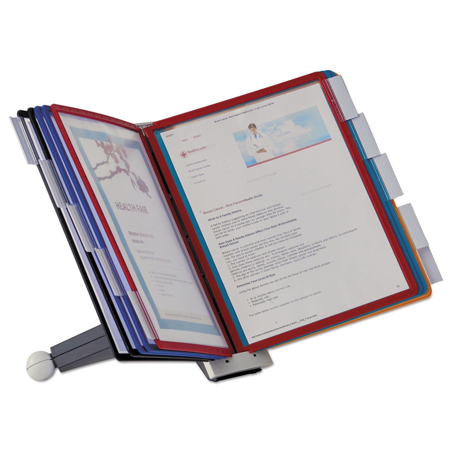 SHERPA Desk Reference System, 10 Panels, 10 x 5.63 x 13.88, Assorted Borders -