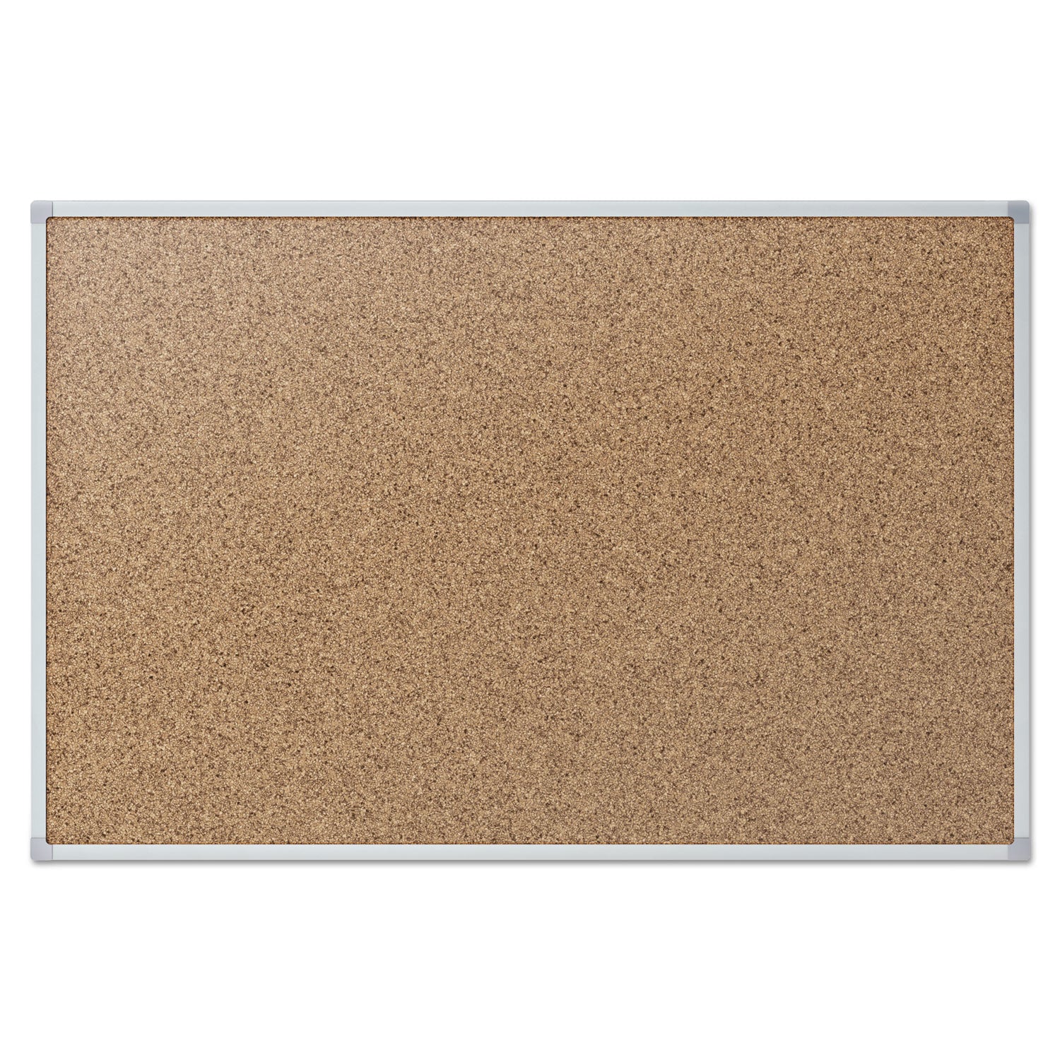 Cork Bulletin Board, 36 x 24, Tan Surface, Silver Aluminum Frame -
