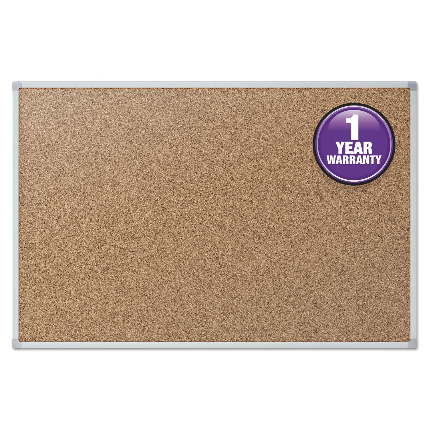 Cork Bulletin Board, 36 x 24, Tan Surface, Silver Aluminum Frame -