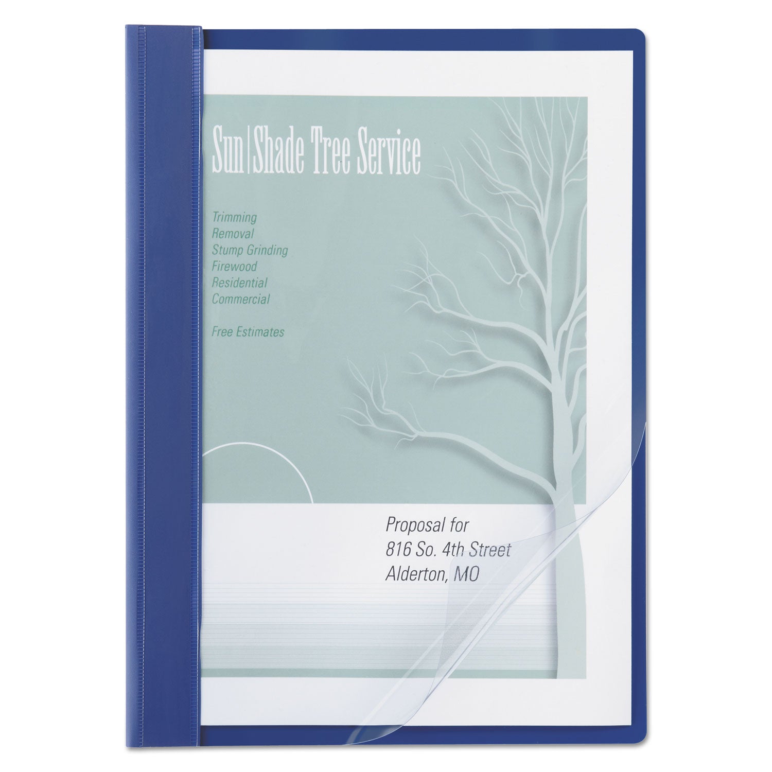 Clear Front Vinyl Report Cover, Prong Fastener, 0.5" Capacity, 8.5 x 11, Clear/Blue -