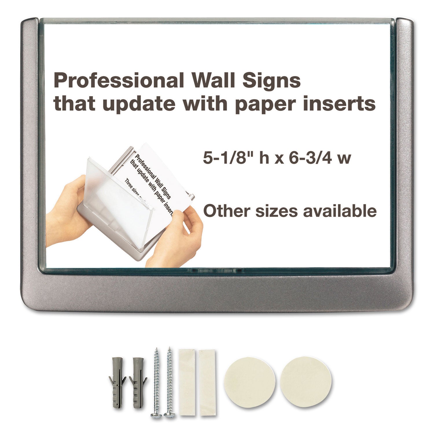 Click Sign Holder For Interior Walls, 6.75 x 0.63 x 5.13, Gray -
