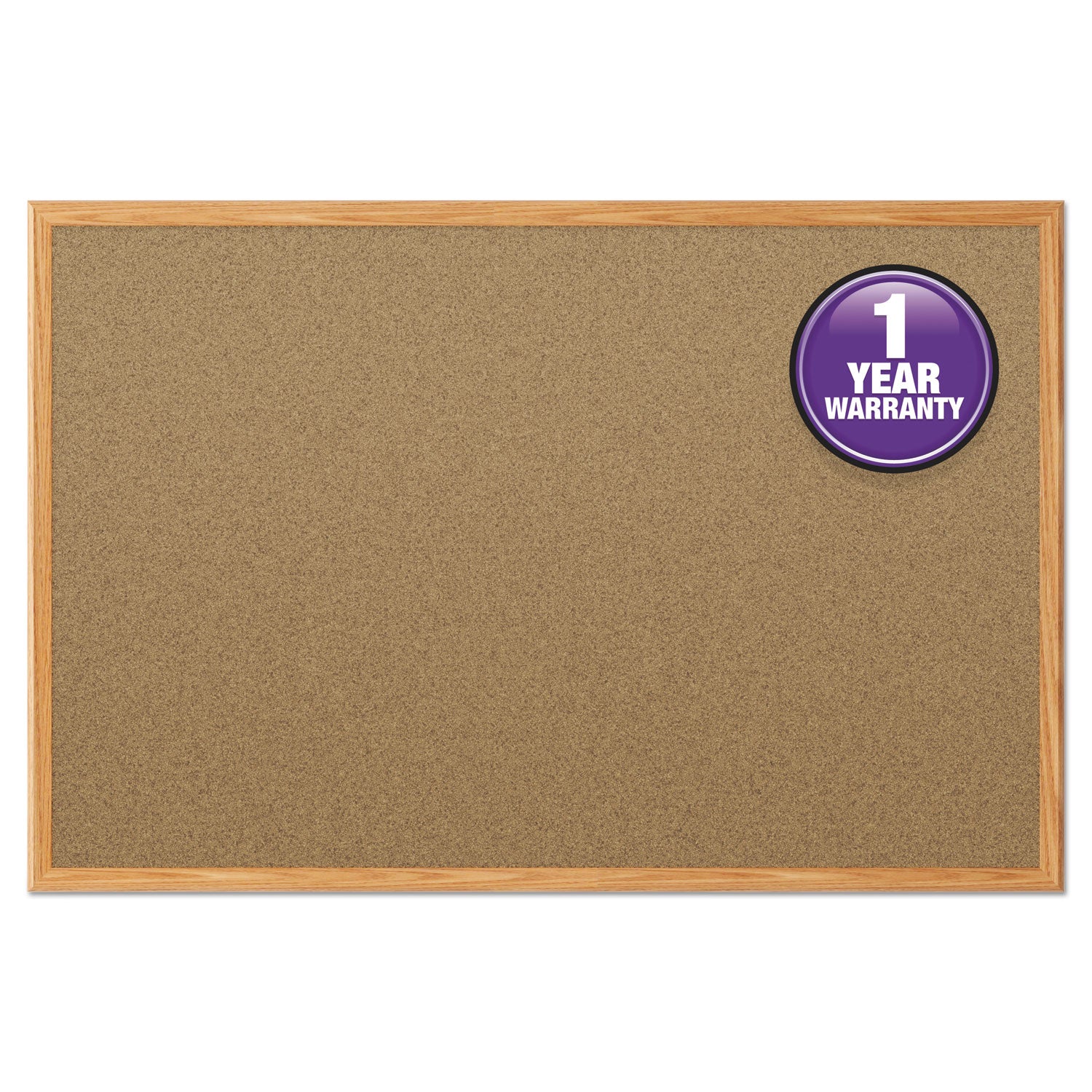 Economy Cork Board with Oak Frame, 48 x 36, Tan Surface, Oak Fiberboard Frame -